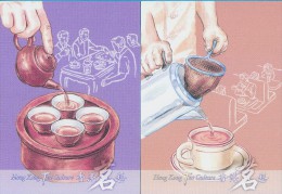 Hong Kong Postage Prepaid Picture Card: 2001 Hong Kong Tea Culture GPO No. 1 Postmark HK132774 - Postwaardestukken