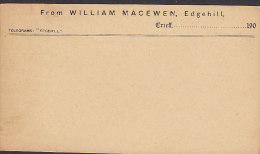 Great Britain Private Print WILLIAM MACEWEN, Edgehill Postal Stationery Ganzsache Entier ½ P Queen Victoria (2 Scans) - Luftpost & Aerogramme