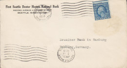 United States FIRST SEATTLE DEXTER HORTON NATIONAL BANK, Terminal Station 1930 Cover Washington 2-sided Perf. ERROR - Abarten & Kuriositäten