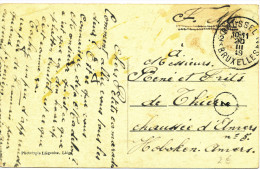 1919 Zichtkaart Bruxelles Porte De Hal Portvrij S.M. Van Brussel2 Naar Hoboken Vertrekstempel  Zie Scan(s) - Briefe U. Dokumente