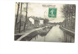 93 - Gournay-sur-Marne - L´Usine De Plâtre Et Le Canal - Péniches Animation - 1913 - Gournay Sur Marne