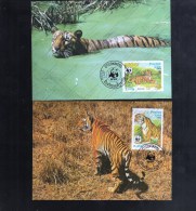 LAOS Nº 521 AL 524 MAXIMAS - Cartes-maximum