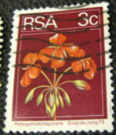 South Africa 1974 Pelargonium Inquinans Flower 3c - Used - Usati