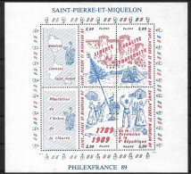 Saint Pierre And Miquelon 1989 PHILEXFRANCE 89 French Revolution MNH - Blocs-feuillets