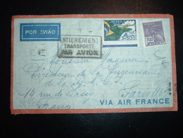 DEVANT DE LETTRE POUR FRANCE TP 3S500 + TP 700R + GRIFFE ENTIEREMENT TRANSPORTE PAR AVION - Storia Postale