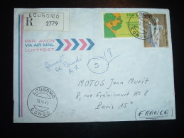 LR POUR FRANCE TP PA 160F + PAPE JEAN-PAUL II 100F OBL. 15.10.80 LOUBOMO CONGO + GRIFFE LINEAIRE - Used Stamps