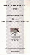 ALLEMAGNE  Carte  Notice 1er Jour  1984  Theologie  De Barmer - Théologiens