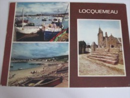 VL - LOCQUEMEAU (22) : PORT PLAGE ET EGLISE PAROISSIALE ; Au Dos FLAMME DE LANNION - Lannion