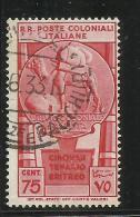 EMISSIONI GENERALI 1932 CINQUANTENARIO ERITREO 75 CENT. TIMBRATO USED - Algemene Uitgaven