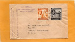 Malta 1958 Cover Mailed To USA 8 Stamps - Malta (...-1964)