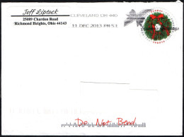 UNITED STATES CLEVELAND 2013 - MAILED ENVELOPE - GLOBAL FOREVER: EVERGREEN WREATH - CANCEL: GIFT BOW - Covers & Documents