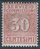 1913 REGNO SERVIZIO COMMISSIONI 30 CENT MH * - ED280 - Taxe Pour Mandats