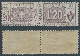 1914-22 REGNO PACCHI POSTALI 20 LIRE MNH ** - ED279 - Postal Parcels