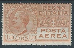 1926-28 REGNO POSTA AEREA EFFIGIE 1,50 LIRE MH * - ED259 - Pneumatische Post
