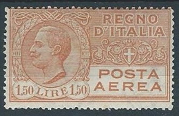 1926-28 REGNO POSTA AEREA EFFIGIE 1,50 LIRE MH * - ED259 - Correo Neumático