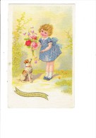 CARTE FANTAISIE - FILLETTE AVEC CHIEN QUI TIENT UNE FLEUR - CEKO - Collections, Lots & Series