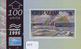 TEMBRE Sur Télécarte  * Stamp  On Phonecard GIBRALTAR (214) Briefmarke Auf TELEFONKARTE * WARSHIP - Timbres & Monnaies