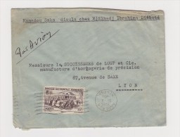 FRANCE. TIMBRE. LETTRE. COLONIE.69. LYON. RHONE. LOUP.  PA.POSTE AERIENNE. AOF. AFRIQUE OCCIDENTALE - Cartas & Documentos