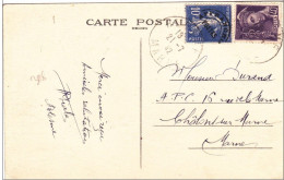 1942 - CURIEUSE COMBINAISON MERCURE + SEMEUSE PREOBLITERE Sur CARTE POSTALE De BLESME (MARNE) Pour CHALONS - Cartas & Documentos