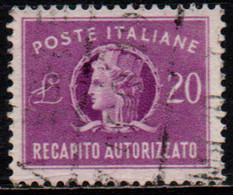 # 1952 Italia Repubblica Recapito Autorizzato 20 Lire Filigrana Ruota 3 DB - Postage Due