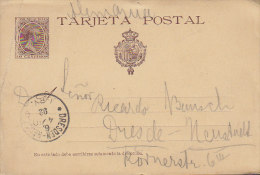 Spain Postal Stationery Ganzsache Enteri King Alfons XIII. 1892 To DRESDEN-NEUSTADT Germany (2 Scans) - 1850-1931