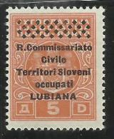 OCCUPAZIONE ITALIANA LUBIANA 1941 TASSE TAXES SEGNATASSE 5 D  MNH - Lubiana