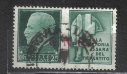 SS5475  - REPUBBLICA SOCIALE 1944 ,  25 Cent " La Vittoria..."  Usato. Abraso A Dx - Kriegspropaganda