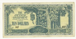 JAPANESE OCCUPATION INVASION 10 DOLLARS N/D (1942-1944) MN  QUALITY SPL - Giappone