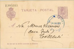 8209. Entero Postal MOLINS De REY (Barcelona) 1922, Fechador Azul - 1850-1931