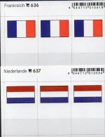 2x3 In Farbe Flaggen-Sticker Niederlande+Frankreich 7€ Kennzeichnung Alben Karte Sammlung LINDNER 637+636 Flag NL France - Einsteckkarten