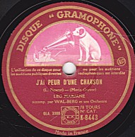 78 Trs - DISQUE "GRAMOPHONE" K-8443 - état EX - LEO MARJANE - J'AI PEUR D'UNE CHANSON - MON ANGE - 78 T - Disques Pour Gramophone