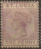 ST LUCIA 1891 1d Dull Mauve QV SG 44 MNG #BC566 - St.Lucia (...-1978)