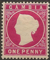 GAMBIA 1886 1d Pale Carmine QV SG 23b HM #BC182 - Gambia (...-1964)