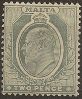 MALTA 1904 2d Grey KEVII SG 51 HM #BC345 - Malte (...-1964)