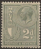 MALTA 1930 2d Grey KGV SG 197 HM #BC347 - Malte (...-1964)