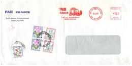 Lettre Taxée, 1981, Affranchie EMA 1,60 Fr  , Taxe 2,70 Fr, 5 Timbres FLEUR  /6000 - 1960-.... Storia Postale