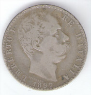 ITALIA 2 LIRE 1897 UMBERTO I AG SILVER - 1878-1900 : Umberto I.