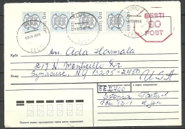 Estland Estonia 1992 Provisional Postal Stationery Cover Sent To U.S.A. - Estonia