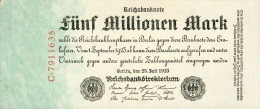 Deutschland, Germany - 5 Mio. Mark, Reichsbanknote, Ro. 94 ,  ( Serie C ) XF ( II ), 1923 ! - 5 Miljoen Mark