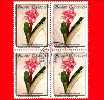 BRASILE - 1992 - USATO - Fiori - Conferenza UNICED Per L´ambiente E Lo Sviluppo - Atlantic Forest - 700.00 - Quartina - Used Stamps