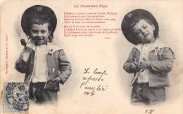 Thème   Fantaisie  Bergeret  Enfant   La Première Pipe - Humorvolle Karten