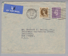 Grossbritannien 1954-03-12 Perfin-Airmailbrief Nach New Jersey Perfin "CP" - Brieven En Documenten