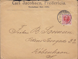 Denmark CARL JACOBSEN, FREDERICIA 1911 Cover To KJØBENHAVN N. Frederik VIII. Stamp - Storia Postale