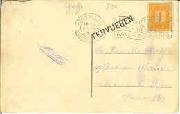 CP De TERVUEREN " Le Cerf Aux Abois " Avec Griffe De TERVUEREN - Linear Postmarks