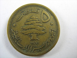 LEBANON LIBAN 5  PIASTRES 1961 NICE COIN LOT 20 NUM 12 - Lebanon