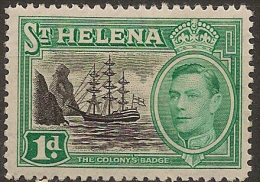 ST HELENA 1938 1d Black And Green SG 132 HM #BC567 - Sainte-Hélène