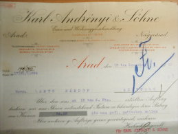 Austro-Hungary -ARAD - Karl Andrényi  Eisen Und Werkzeuggrosshandlung - INVOICE  From  1912  S5.02 - Oostenrijk