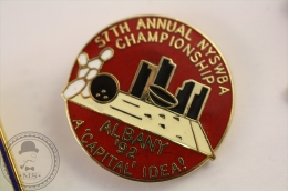 Bowling 57th Annual NYSWBA Championship - Albany 92  - Pin Badge  - #PLS - Bowling