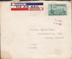 United States Airmail Label "Speed To You - Reply By Airmail" TYLER 1950 Cover Lettre Denmark BOYS TOWN Nebras. Label - 2c. 1941-1960 Briefe U. Dokumente