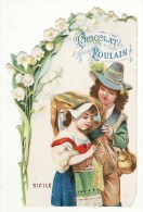Chromo Découpis Chocolat Poulain  Enfants Fille Fillette Sicile Habits Traditionnels  Fleurs Muguet - Other & Unclassified
